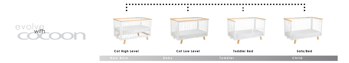 COCOON LUSH Including an Australian made inner spring mattress & Toddler bed rail