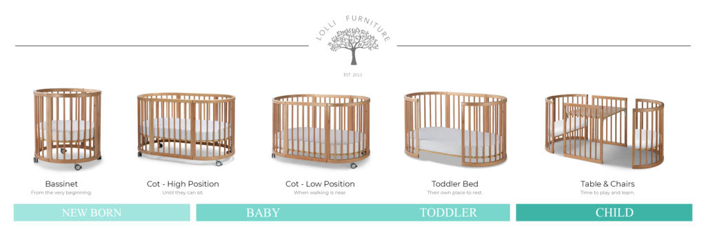 Lolli Furniture Sprout 4 in 1 Natural beech wood Including the Australian made mattress set