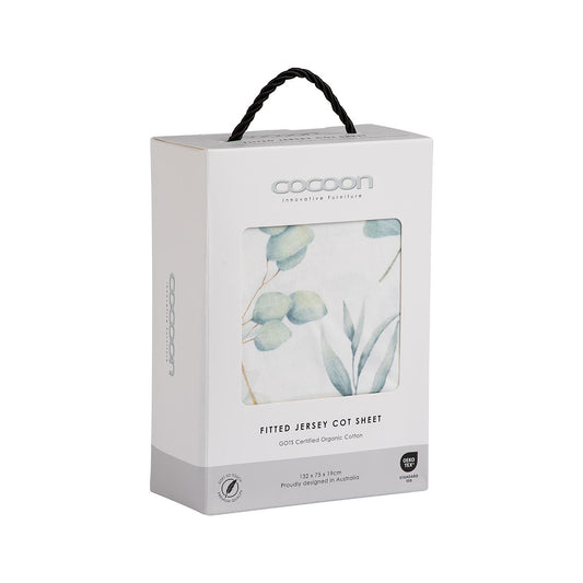 COCOON Fitted Cot Sheet – Green Leaves