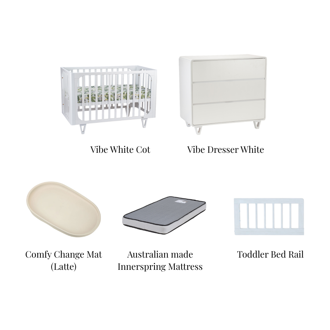 Cocoon Vibe White Grow with Me Nursery Bundle
