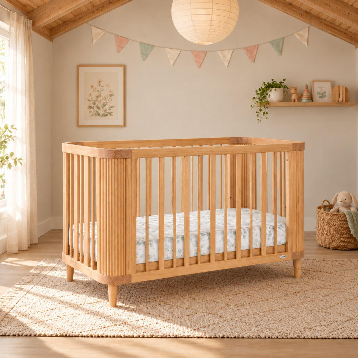 Scandi Nursery Cot - Sandstone