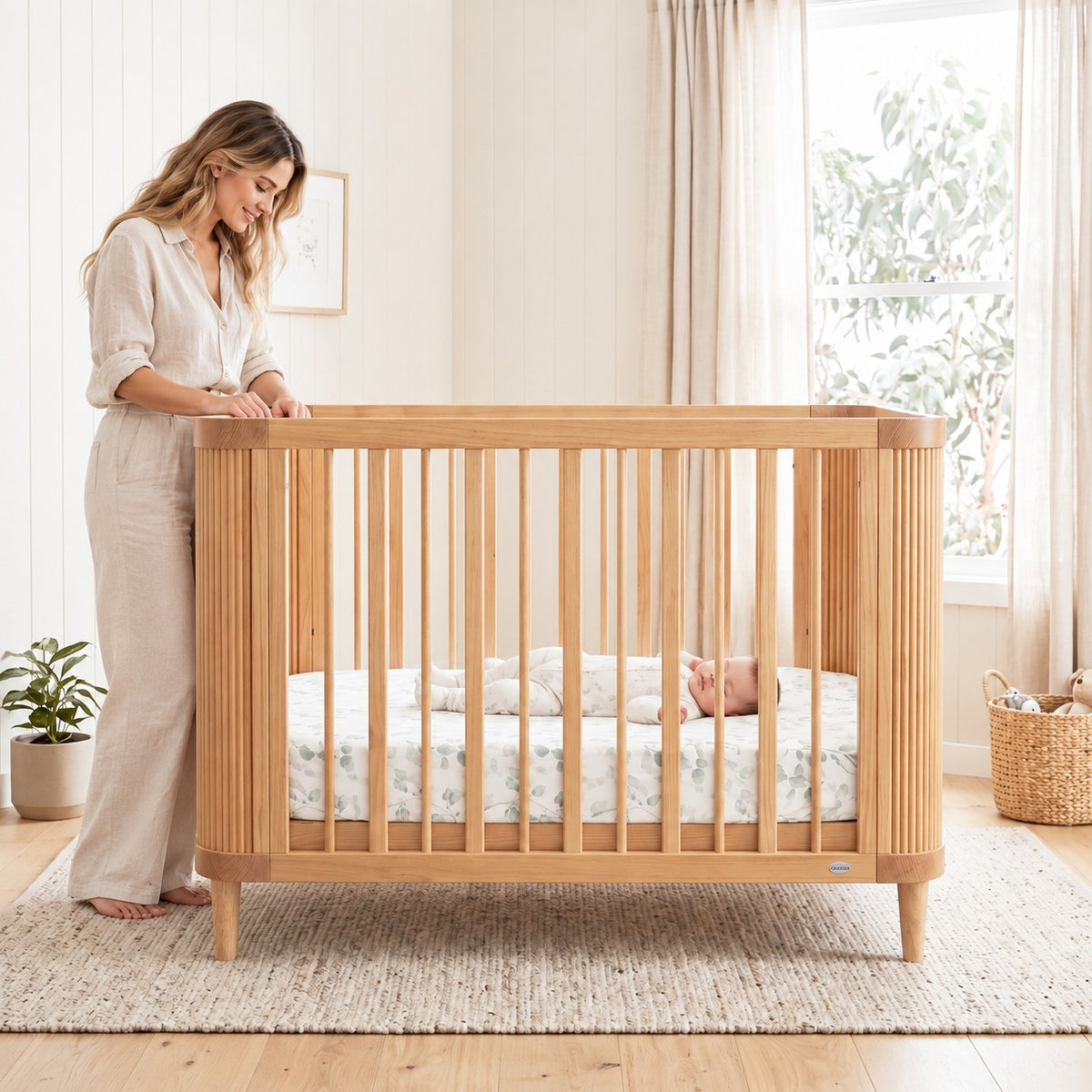 Scandi Nursery Cot - Sandstone
