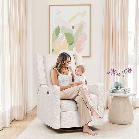 COCOON BONDI Electric Recliner Glider Chair in Light Grey Boucle